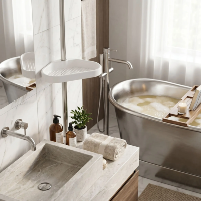 étagère salle de bain angle généreux