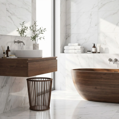 poubelle de salle de bain en bambou hygiène parfaite