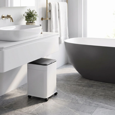 poubelle salle de bain blanche andrea veritable atout