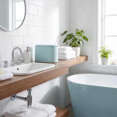 poubelle salle de bain bleu romy equilibre parfaite