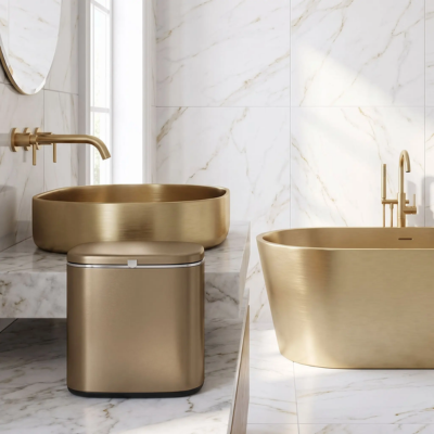 poubelle salle de bain dorée octavia design raffiné