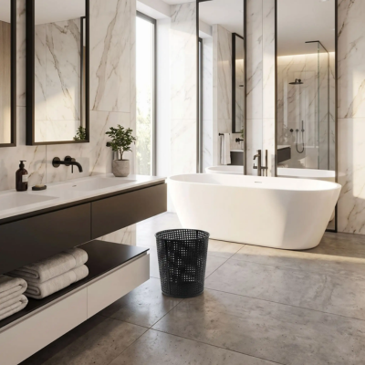 poubelle salle de bain noire theo coin propre