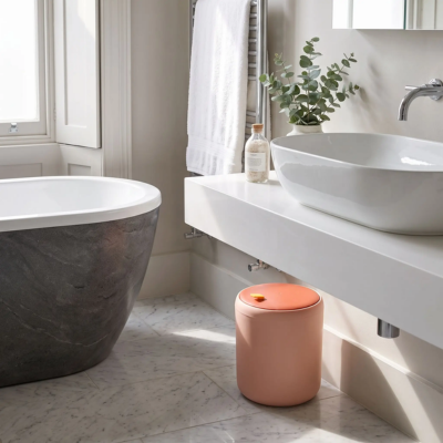 poubelle salle de bain rose asia design compact