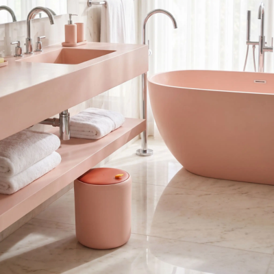 poubelle salle de bain rose asia moment confort
