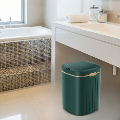 poubelle salle de bain verte style moderne