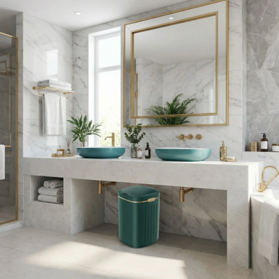 poubelle salle de bain verte tranquillité d'esprit